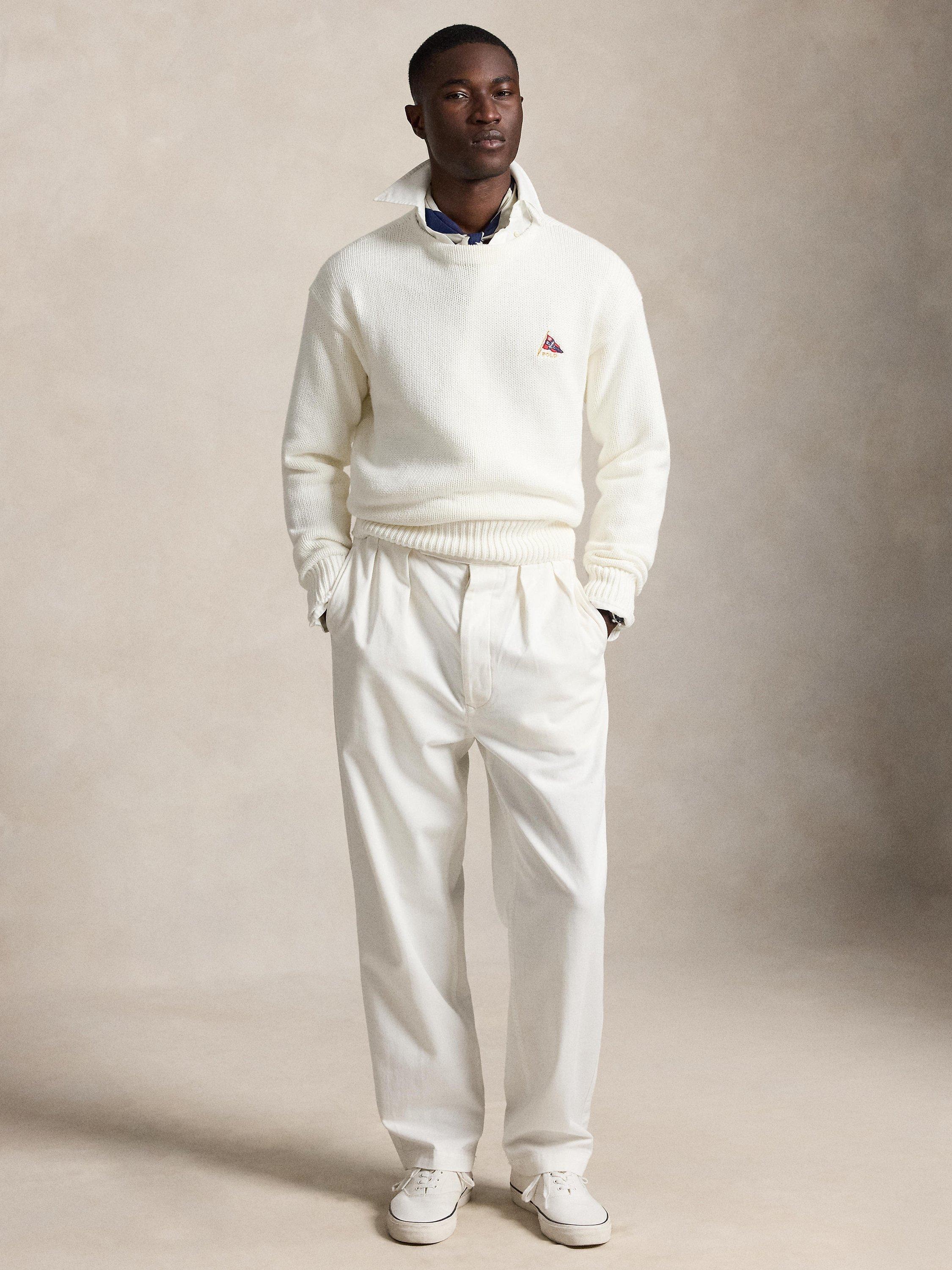 Polo Ralph Lauren Cotton Shaker Flag Detail Jumper, Trophy Cream