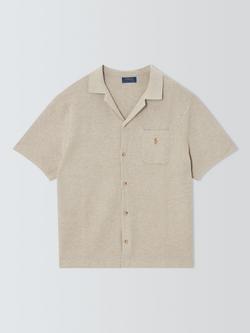 Polo Ralph Lauren Button Through Short Sleeve Cotton Shirt, Light Walnut Brown H, Light Walnut Brown H