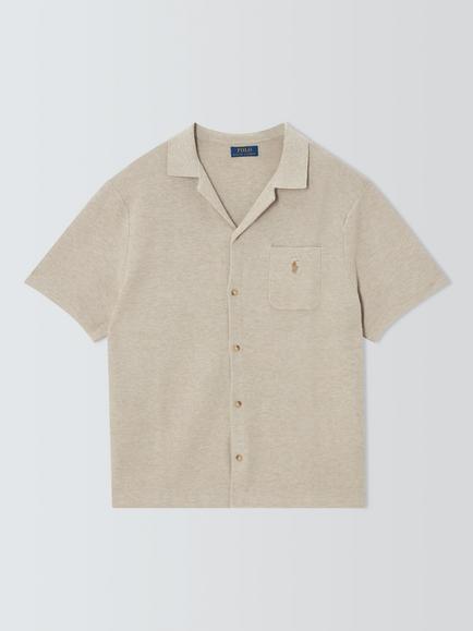 Polo Ralph Lauren Button Through Short Sleeve Cotton Shirt, Light Walnut Brown H, Light Walnut Brown H