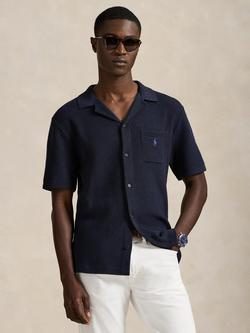 Polo Ralph Lauren Camp Collar Knit Cardigan, Navy Heather, Navy Hthr
