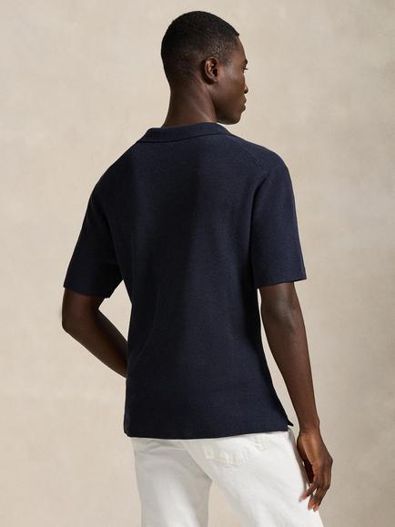 Polo Ralph Lauren Camp Collar Knit Cardigan, Navy Heather - view 2, Navy Hthr