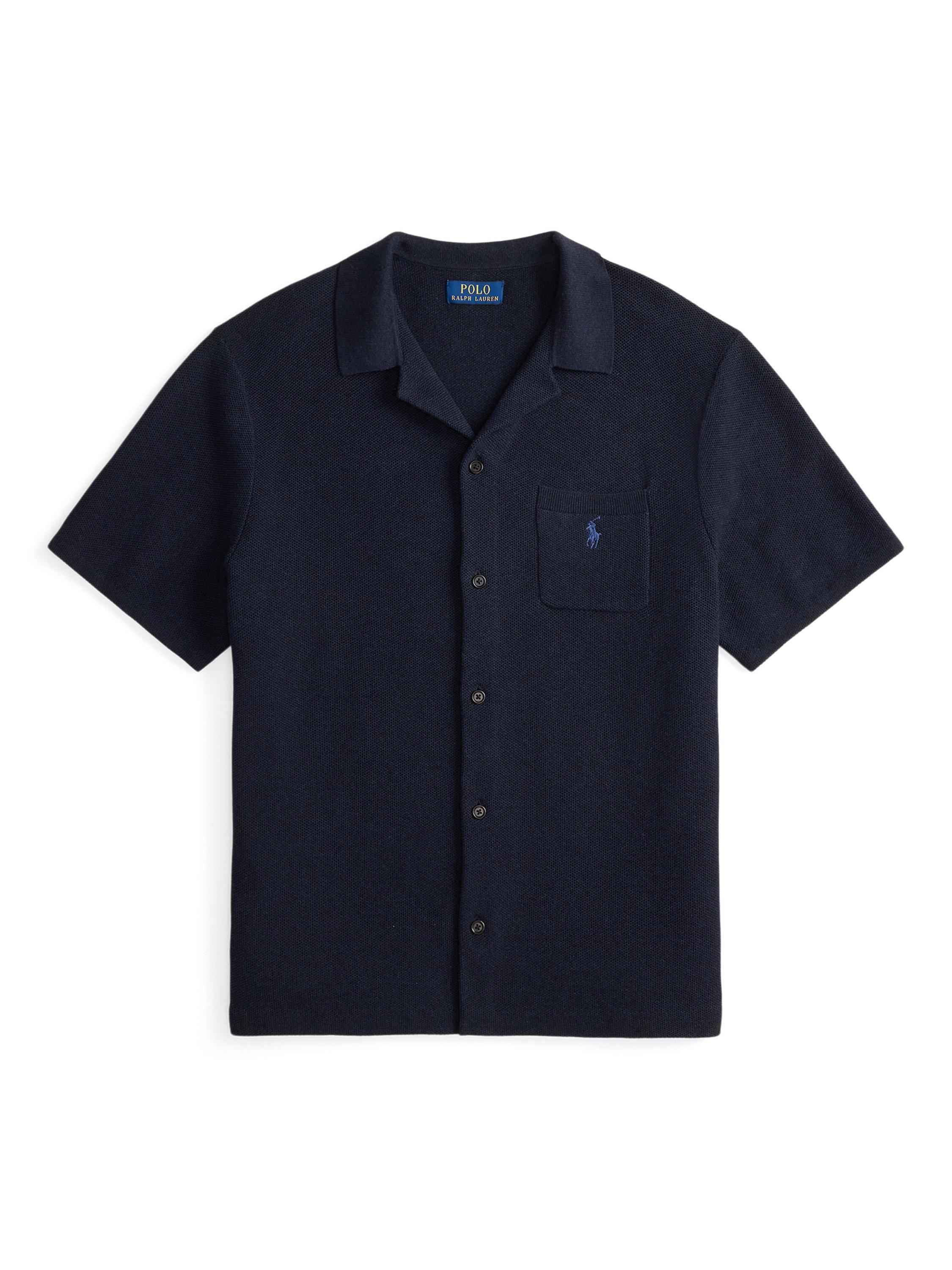 Polo Ralph Lauren Camp Collar Knit Cardigan, Navy Heather