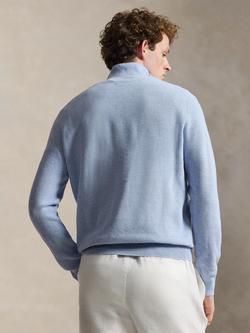 Polo Ralph Lauren Cotton Textured Quarter-Zip Jumper, Blue Hyacinth Hthr - view 2, Blue Hyacinth Hthr