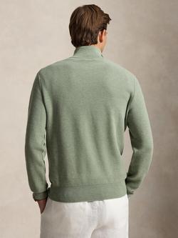 Polo Ralph Lauren Mesh-Knit Cotton Quarter-Zip Jumper - view 2, Fern Green Heather