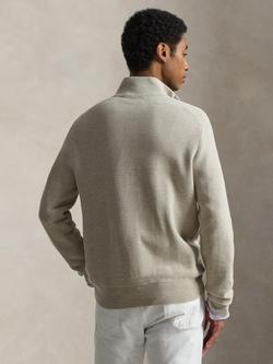 Polo Ralph Lauren Mesh-Knit Cotton Quarter-Zip Jumper - view 2, Light Walnut Brown