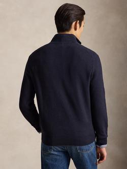 Polo Ralph Lauren Cotton Textured Quarter-Zip Jumper, Navy Heather - view 2, Navy Hthr