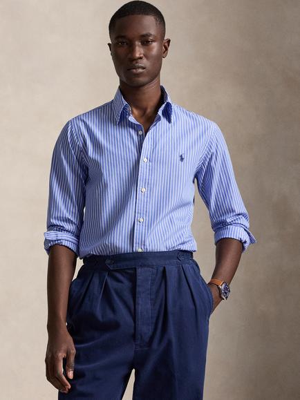 Polo Ralph Lauren Custom Slim Fit Stripe Broadcloth Shirt, Medium Blue/White, Medium Blue/White