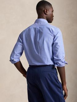 Polo Ralph Lauren Broadcloth Poplin Cotton Custom Slim Fit Stripe Shirt, Medium Blue/White - view 2, Medium Blue/White