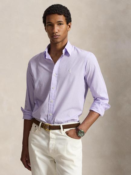 Polo Ralph Lauren Custom Slim Fit Stripe Broadcloth Shirt, Powder Purple, Powder Purple