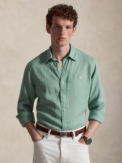 Polo Ralph Lauren Linen Custom Slim Fit Shirt, Faded Mint, Faded Mint