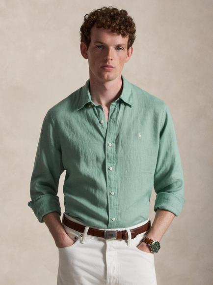 Polo Ralph Lauren Linen Custom Slim Fit Shirt, Faded Mint, Faded Mint