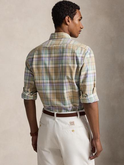 Polo Ralph Lauren Cotton Regular Fit Check Oxford Shirt, Khaki Faded Mint Multi - view 2, Khaki Faded Mint Mul
