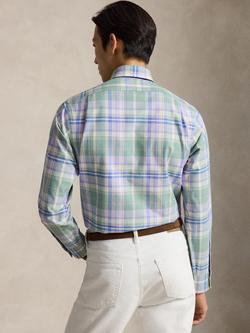 Polo Ralph Lauren Cotton Regular Fit Check Oxford Shirt, Faded Mint Lvndr Mul - view 2, Faded Mint Lvndr Mul