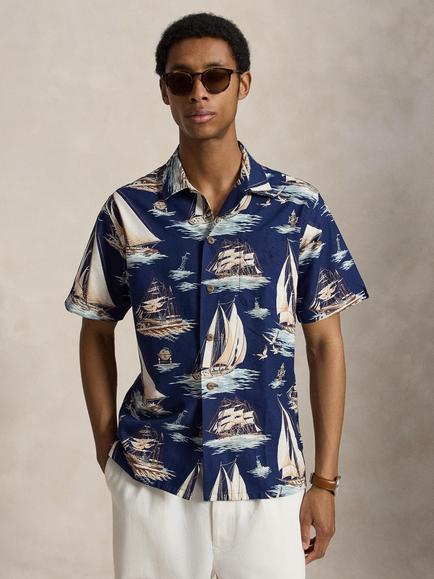 Ralph Lauren Oxford Boat Print Short Sleeve Shirt, 77247 Vintage Schoone, 7247 Vintage Schoone