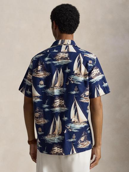 Ralph Lauren Oxford Boat Print Short Sleeve Shirt, 77247 Vintage Schoone - view 2, 7247 Vintage Schoone