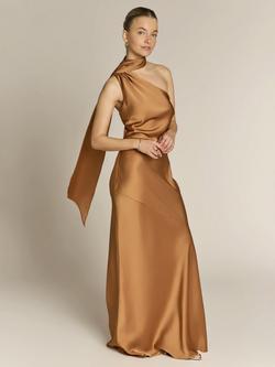 Rewritten Raye One Shoulder Maxi Dress, Caramel, Caramel
