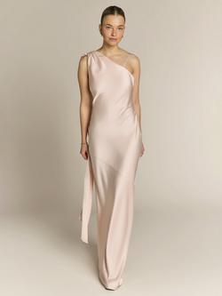 Rewritten Raye One Shoulder Satin Bridesmaid Dress, Champagne