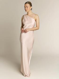 Rewritten Raye One Shoulder Satin Bridesmaid Dress - view 2, Champagne