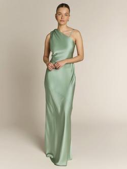 Rewritten Raye One Shoulder Satin Bridesmaid Dress, Green