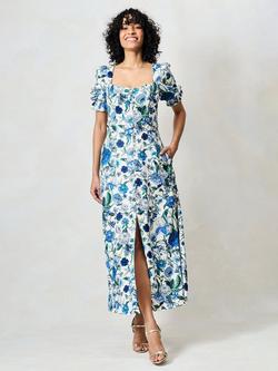 Hope & Ivy The Debora Floral Midi Dress, Blue/White, Blue/White