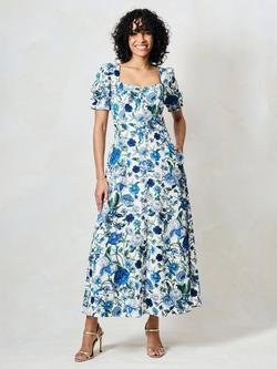 Hope & Ivy The Debora Floral Midi Dress, Blue/White - view 2, Blue/White