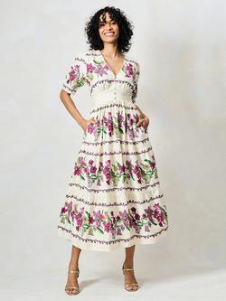 Hope & Ivy The Maisie Floral Tea Dress, Cream/Multi, Cream/Multi