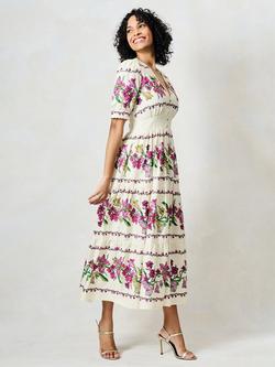Hope & Ivy The Maisie Floral Tea Dress, Cream/Multi - view 2, Cream/Multi