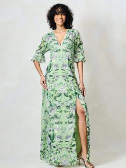 Hope & Ivy The Verde Floral Maxi Dress, Mint/Multi, Mint/Multi