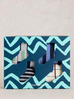 White Stuff Geometric Socks, Pack of 4, Green/Multi, Green/Multi