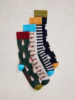 White Stuff Dogs Socks, Pack of 4, Multi, Multi