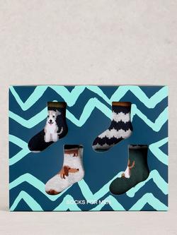 White Stuff Dogs Socks, Pack of 4, Multi - view 2, Multi