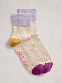 White Stuff Sparkle Ankle Socks, Cream/Multi