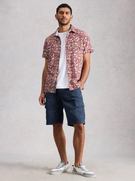 White Stuff Finsbury Cotton Poplin Regular Fit Floral Shirt, Red/Multi, Red/Multi