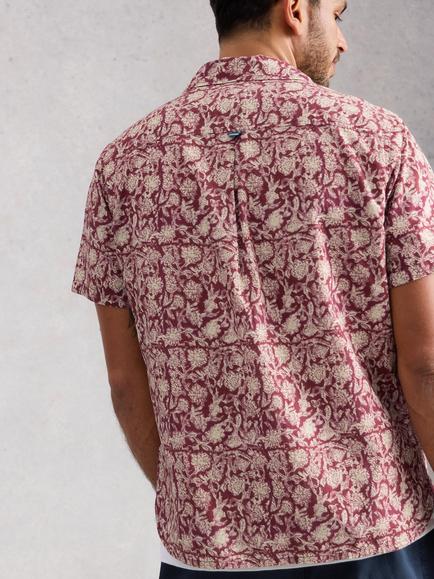 White Stuff Finsbury Cotton Poplin Regular Fit Floral Shirt, Red/Multi - view 2, Red/Multi