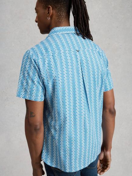 White Stuff Finsbury Cotton Poplin Regular Fit Fish Print Shirt, White/Multi - view 2, White/Multi