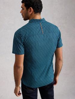 White Stuff Salcombe Cotton Blend Slim Fit Print Shirt, Blue/Multi - view 2, Blue/Multi