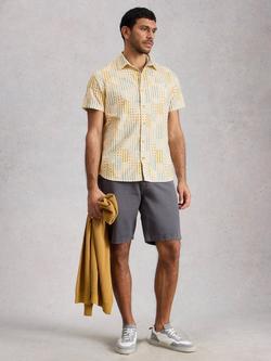 White Stuff Finsbury Cotton Poplin Regular Fit Abstract Print Shirt, Yellow/Multi, Yellow/Multi