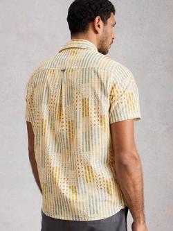 White Stuff Finsbury Cotton Poplin Regular Fit Abstract Print Shirt, Yellow/Multi - view 2, Yellow/Multi