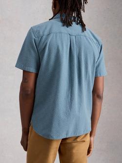 White Stuff Cotton Regular Fit Tile Stitch Shirt, Blue/Multi - view 2, Blue/Multi