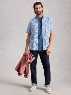 White Stuff Hayle Cotton Regular Fit Leaf Print Shirt, White/Multi, White/Multi