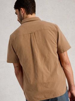 White Stuff Cotton Regular Fit Tile Stitch Geometric Print Shirt, Brown - view 2, Brown