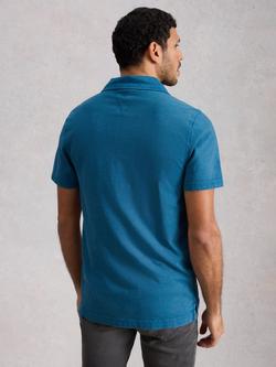 White Stuff Tunstall Cotton Regular Fit Short Sleeve Overdyed Polo Shirt, Mid Blue - view 2, Mid Blue