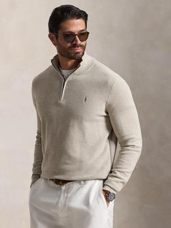 Polo Ralph Lauren Big & Tall Cotton Half-Zip Sweatshirt, Light Walnut Brown, Light Walnut Brown H