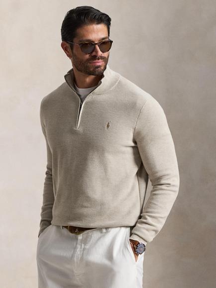 Polo Ralph Lauren Big & Tall Cotton Half-Zip Sweatshirt, Light Walnut Brown, Light Walnut Brown H