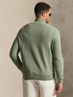 Polo Ralph Lauren Big & Tall Mesh-Knit Cotton Quarter-Zip Jumper - view 2, Fern Green Heather