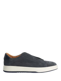 Dune London Wide Fit Troys Suede Laceless Cupsole Trainers, Navy, Navy
