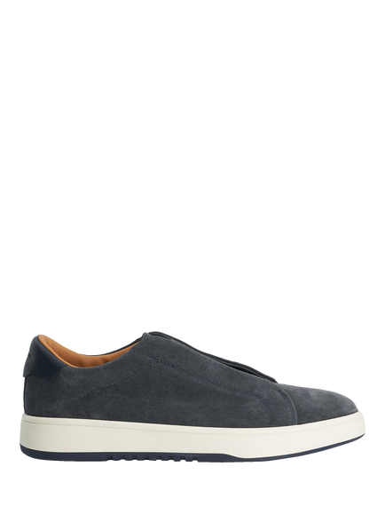 Dune London Wide Fit Troys Suede Laceless Cupsole Trainers, Navy, Navy