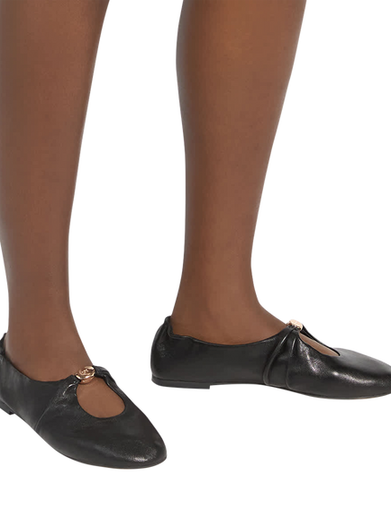 Dune London Havella Leather Ballerina Pumps - view 2, Black