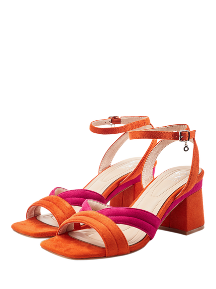 Moda in Pelle Madelia Block Heel Sandals, Pink/Orange - view 2, Pink/Orange