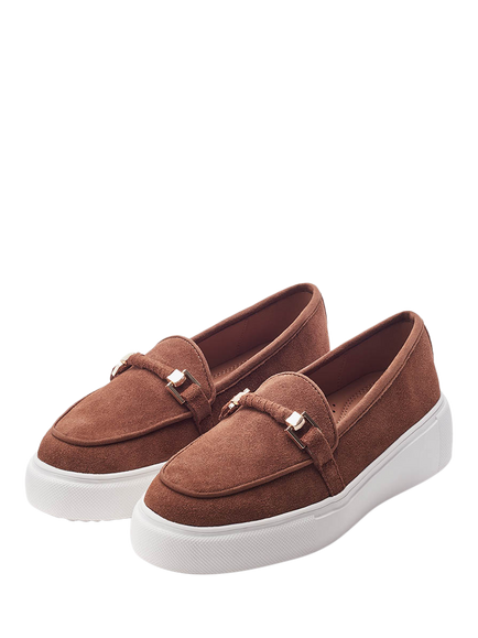 Moda in Pelle Ettala Suede Loafers - view 2, Tan